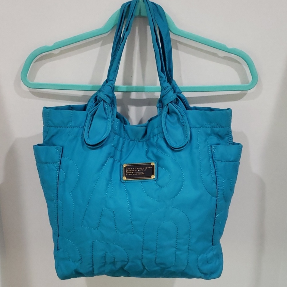 Teal blue Marc Jacobs cloth workwear bag
